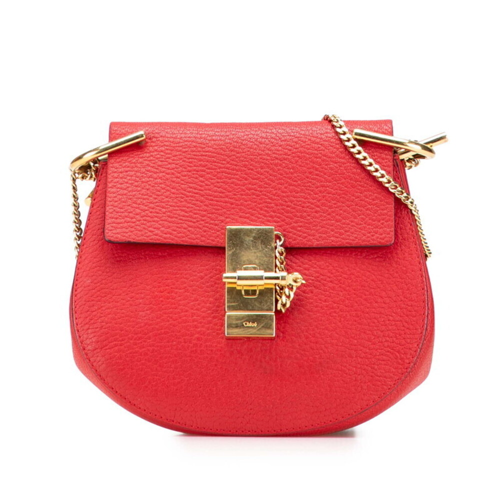 Chloe Shoulder Chain Drew Red Bag Leather View 2